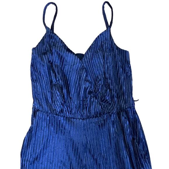 Laundry by Shelli Segal Velvet Burnout Striped Jumpsuit Navy Size 10 - Picture 6 of 11